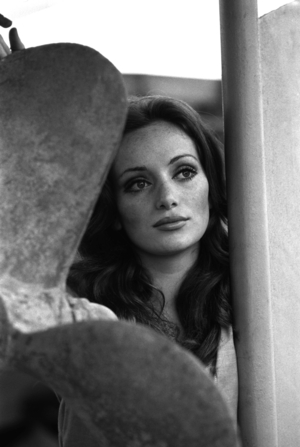 Fiumicino, Rome, Italy, 1967, The actress Delia Boccardo (b/w photo)