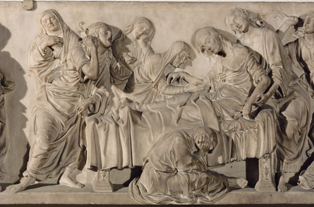 Death of Francesca Pitti-Tornabuoni, grandmother of Lorenzo Medici (marble)