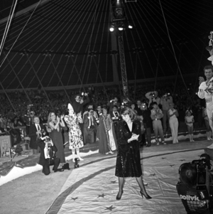 Closing Ceremony of International Circus Festival of Monte-Carlo December 29, 1983 : Princess Caroline of Monaco (b/w photo)