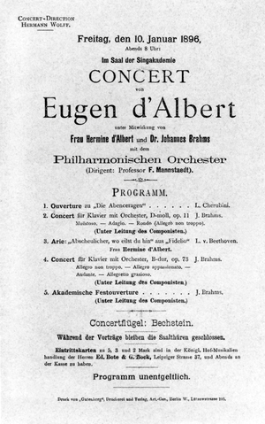 Eugen d'ALBERT - programme