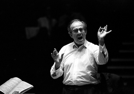 German conductor Wolfgang Sawallisch (b/w photo, 1986)