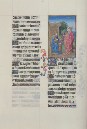Ms. 65/1284 fol. 65v Psalm 31, David and Nathan, from 'Très Riches Heures du Duc de Berry' (vellum)