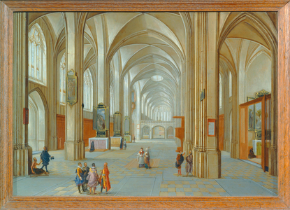 Interieur d' eglise avec visiteurs …