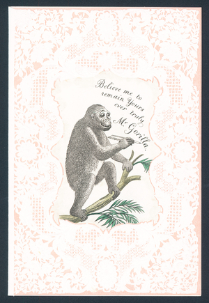 Gorilla Valentine's Day card, 19th century (chromolitho)