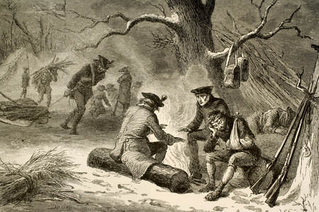American Revolutionary War (1775-1783). Valley Forge. Pennsylvania. Continental Army's camp in winter, 1777-1778 (engraving)