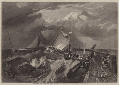 Calais Pier, the Packet-Boat coming in (engraving)