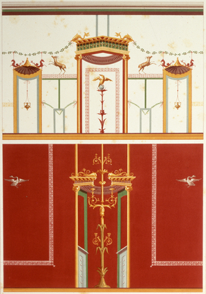 Ancient Pompeian wall painting reproduction, 19th century (watercolour and pencil)