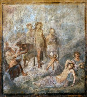 Roman fresco, Dionysus discovering the sleeping Ariadne, House of the Coloured Capitals, Pompeii, 1st century BC
