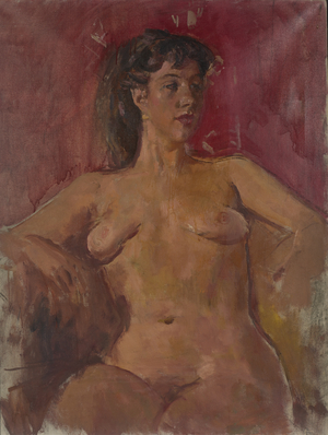 Seated female Nude (oil on canvas)