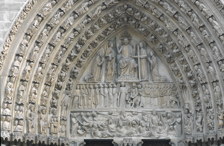 Medieval art: Portal Universal Judgment - Eardrum - Notre Dame, Paris, France