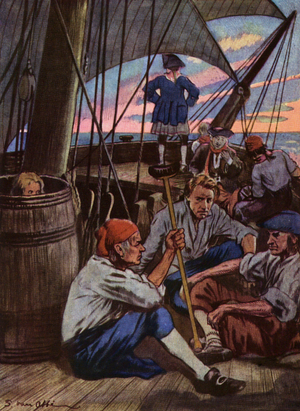 Illustration for Treasure Island by Robert Louis Stevenson (colour litho)