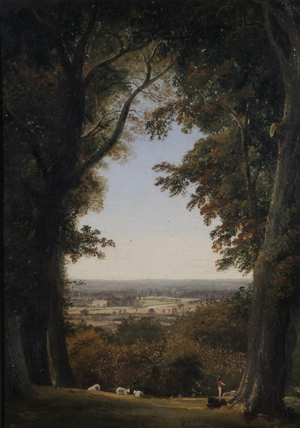 Distant view of Twickenham, Middlesex (oil on panel)