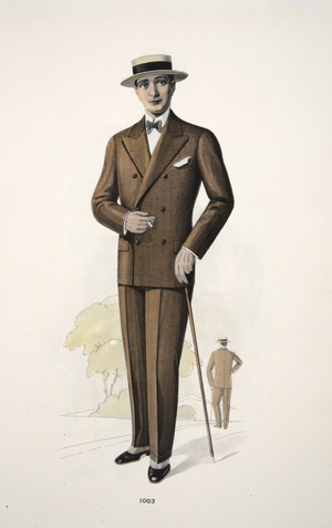 Gentleman's Suit, illlustration from Mode Officielle, pub. 1928 (colour litho)
