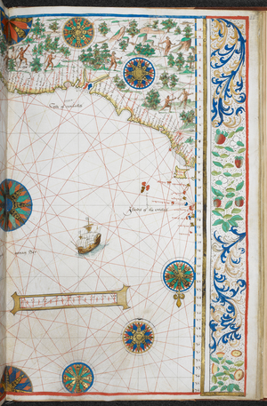 Chart of the Atlantic Ocean, with the western coast of Africa from 27Å‚ to 9Å‚ north, and the opposite coast of South America from 9Å‚ north to 10Å‚ south.