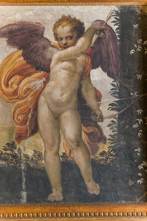 Cupid with arrow and bow, from the Yellow Room, 16th century (fresco)