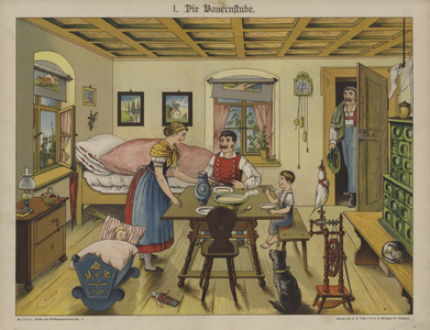 Living room (colour litho)