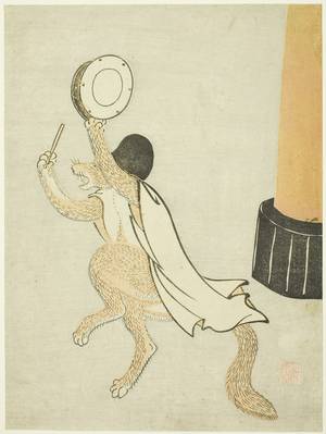 The Dancing Fox, 1766 (colour woodblock print; chuban)