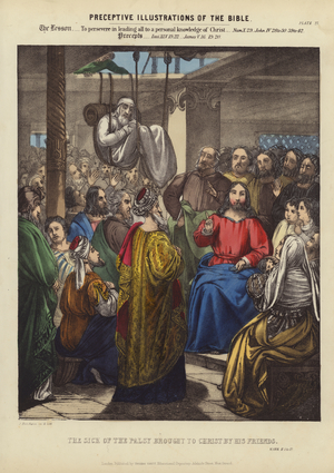 The Sick of the Palsy brought to Christ by his Friends (coloured engraving)