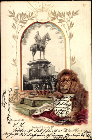 Coin Litho Darmstadt, Lion, Monument to Ludwig IV