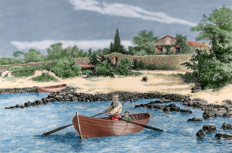 Jean-Baptiste Alphonse Karr (1808 A?i? 1890). French critic, journalist, and novelist. Residence of the writer. Engraving. coloured.