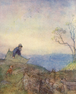 Illustration for The Scholar-Gipsy by Matthew Arnold (colour litho)