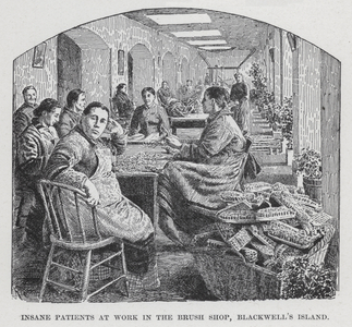 Insane Patients at Work in the Brush Shop, Blackwell's Island (litho)