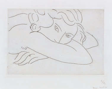 Head and Arms of Reclining Nude (etching)