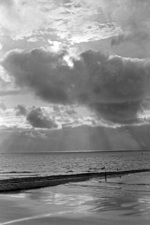 Heavy clouds over the island Norderney, Germany 1930s (b/w photo)