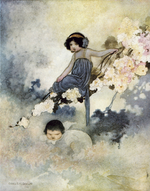 In every tree he could see there was a little child (colour litho)