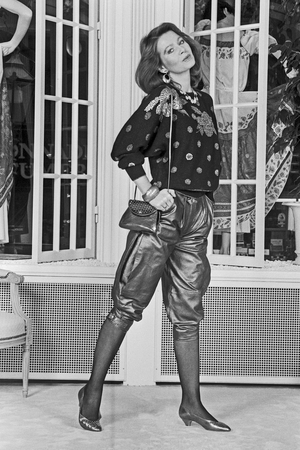 German actress and TV host Gabi Kimpfel presenting the latest in fashion, Germany around 1984