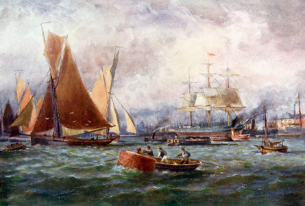 The Port of Dublin (colour litho)