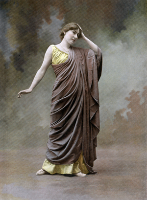 French comedian Catherine Fonteney as Phrygia in play "Les noces Corinthiennes", Paris, photo from french paper "Le Theatre" june 1902