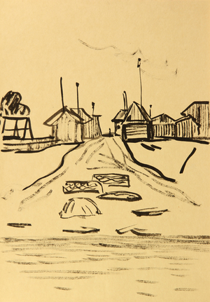 On the Enisei River, 1963 (gouache on paper)