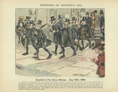 Acquittal of the Seven Bishops. June 29th 1688 (colour litho)