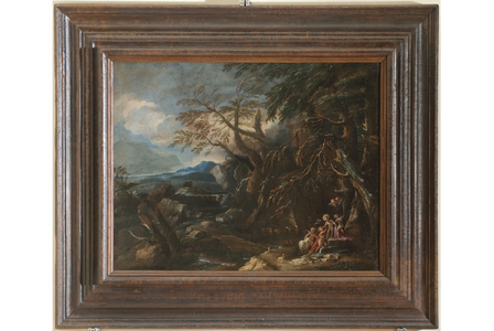 Landscape with Child Jesus, Saint Giovannino and angels, c.1680-1689 (oil on canvas)