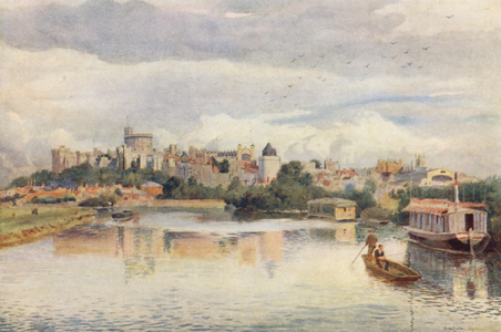 Windsor from the River (colour litho)
