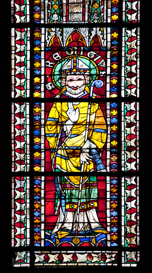 Stained glass window depicting Saint Remi (Remigius), Strasbourg Cathedral (photo)