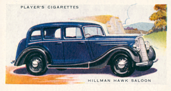 Motor Cars, c 1935: Hillman Hawk Saloon (colour litho)