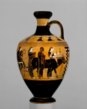 Terracotta lekythos, c.550–530 BC (terracotta)