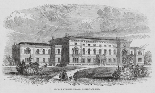 Orphan working school, Haverstock Hill, Hampstead Road, London (engraving)