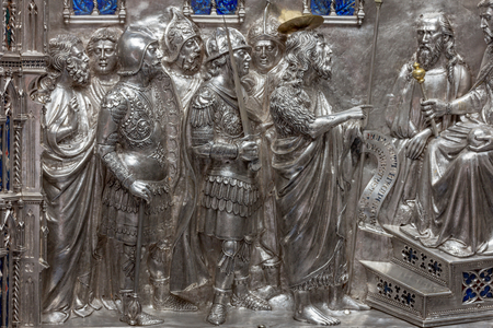 Saint John preaching before Herod, tile from The Silver Altar of Saint  John's Treasure, 1367-1483