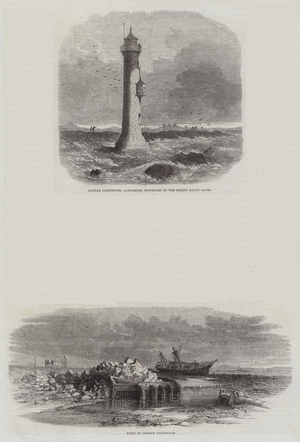 The Destruction of Lytham Lighthouse (engraving)
