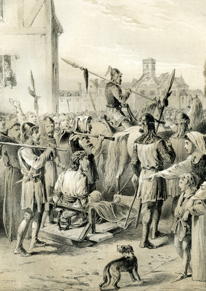 William Wallace dragged to execution at Smithfield (engraving)