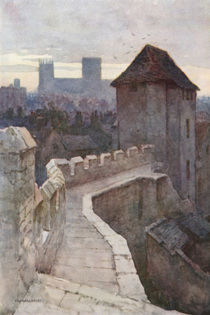 Fishergate Postern from the Walls (colour litho)
