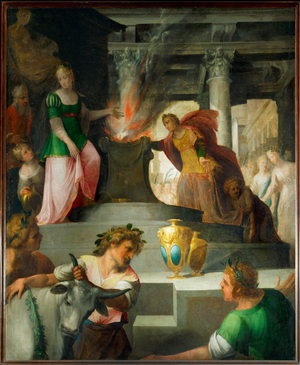 Hyante and Climene sacrificing to Venus (painting on canvas)