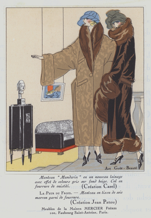 Women's fashion from the 1920s by designers Carel and Jean Patou (colour litho)