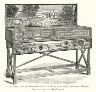 Harpsichord (coloured engraving)