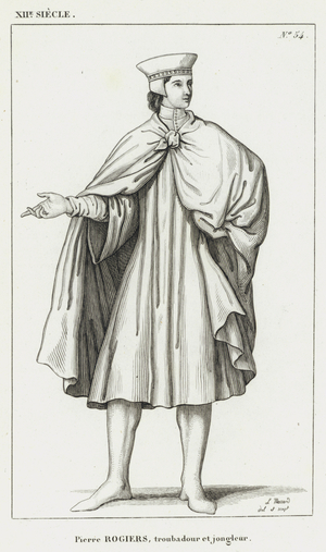 XII Siecle, Pierre Rogiers, troubadour et jongleur (engraving)