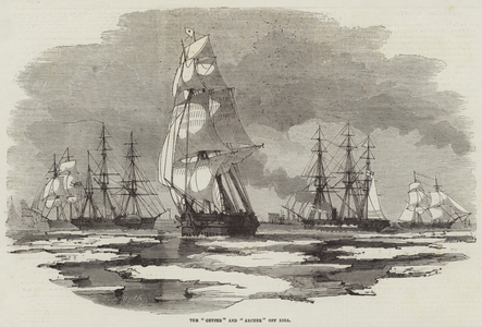 The "Geyser" and "Archer" off Riga (engraving)
