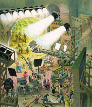 Early Movie Set in Hollywood, 1944 (lithograph)